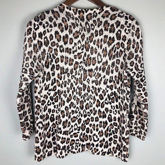 Susan Bristol Leopard Print Open Knit Cardigan - Picture 3 of 4